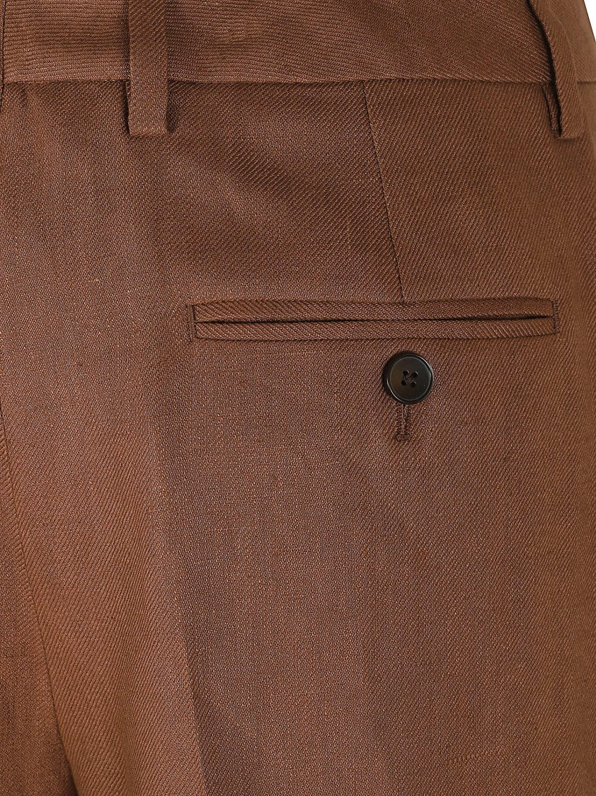 Lardini Tailored Linen Trousers With Straight-Leg Silhouette And Pockets