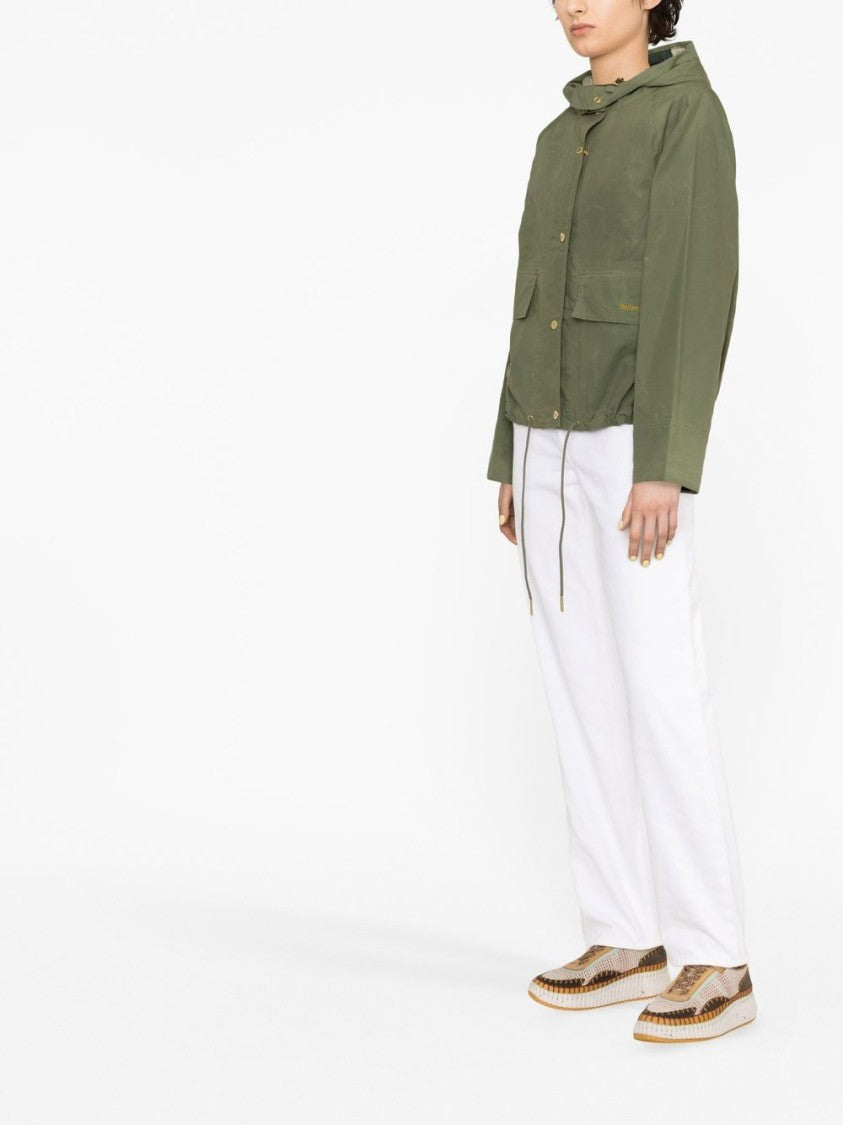Barbour Showerproof Jacket With Drawstring Hood And Functional Design