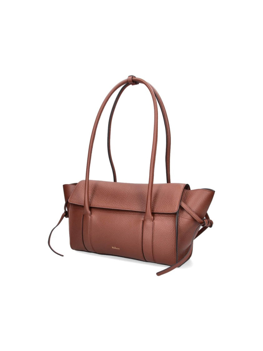 Mulberry Structured Brown Pebbled Leather Handbag