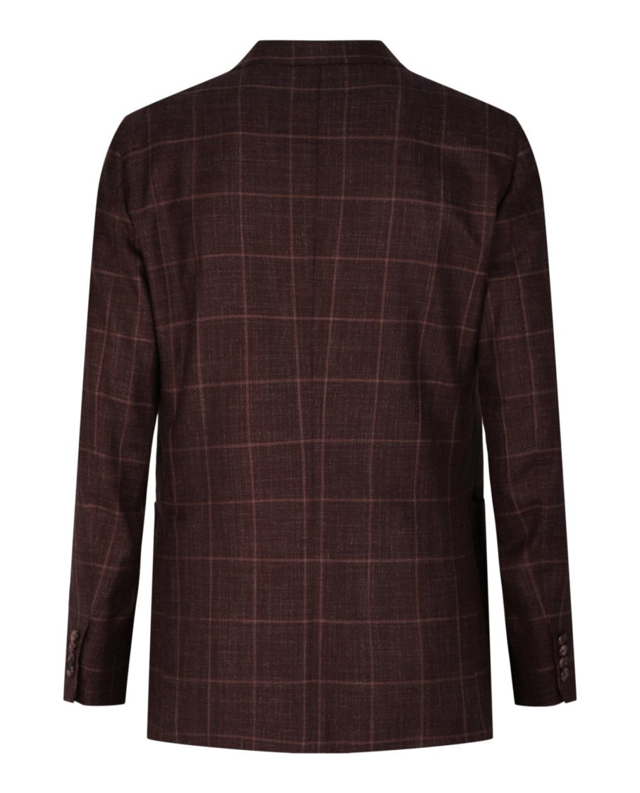 Brioni Plaid Double-Breasted Blazer With Classic Collared Neckline
