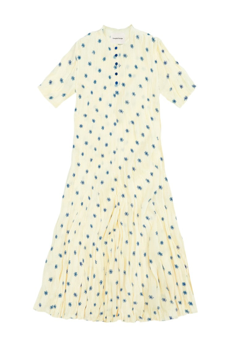 Gongdid Design Pleated Maxi Dress With All-Over Floral Motif