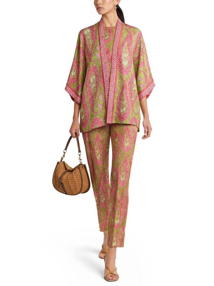 Etro Paisley Foliage Polyester Bootcut Pants