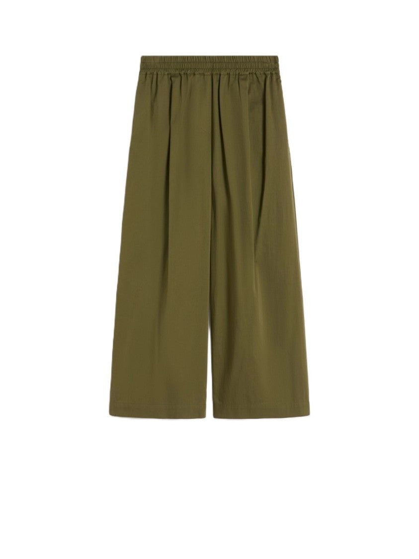 Max Mara Pleated Wide-Leg Cropped Pants With Comfortable Elastic Waistband