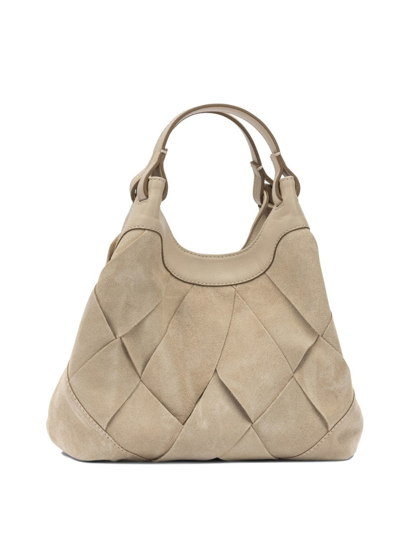Gianni Chiarini Woven Suede And Leather Handbag With Detachable Strap