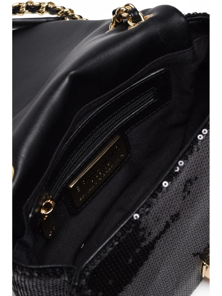 Ermanno Firenze Rachele Shoulder Bag With Black Sequins And Interlocking Closure