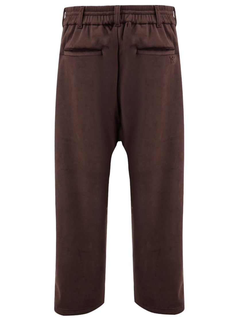 Y-3 Bordeaux Embroidered Logo Stretch Velvet Pants