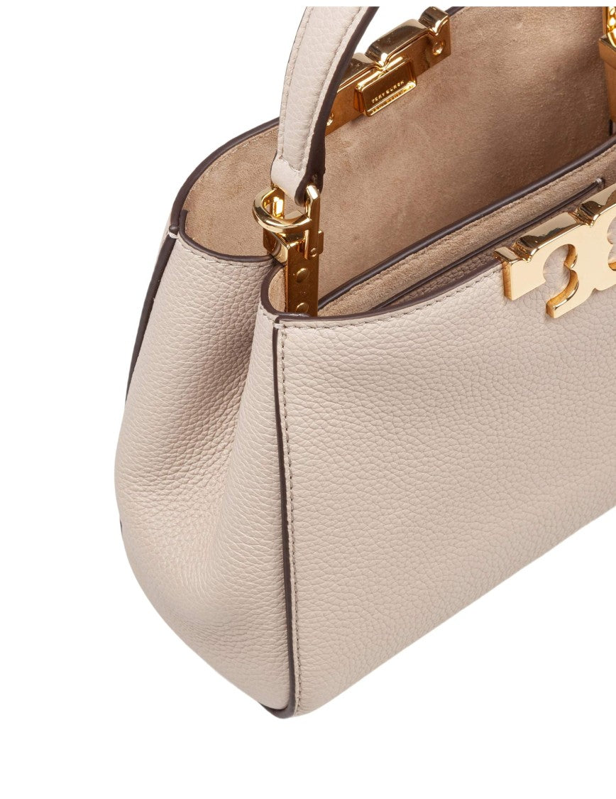 Tory Burch Eleanor Mini Satchel In Hammered Leather Stone Color