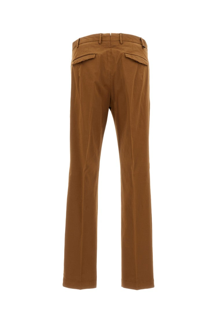 Pt01 Slim-Fit Brown Trousers With Pressed Creases
