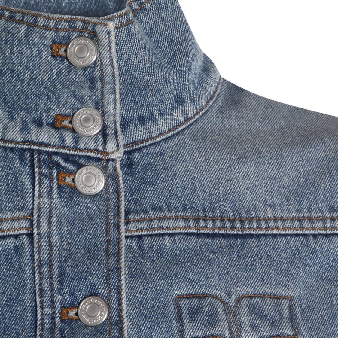 Courrèges Cropped Denim Jacket With High Stand Collar
