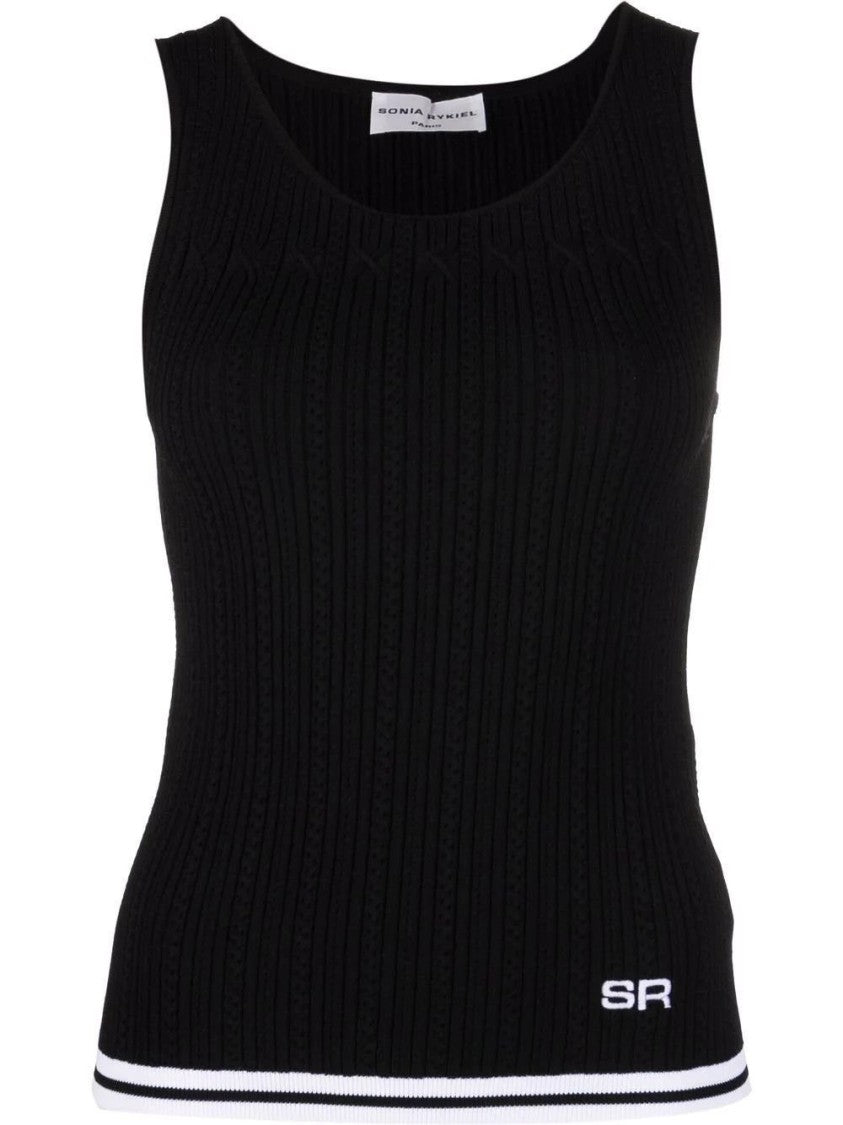 Sonia Rykiel Ribbed Knit Tank Top With Contrasting Stripe
