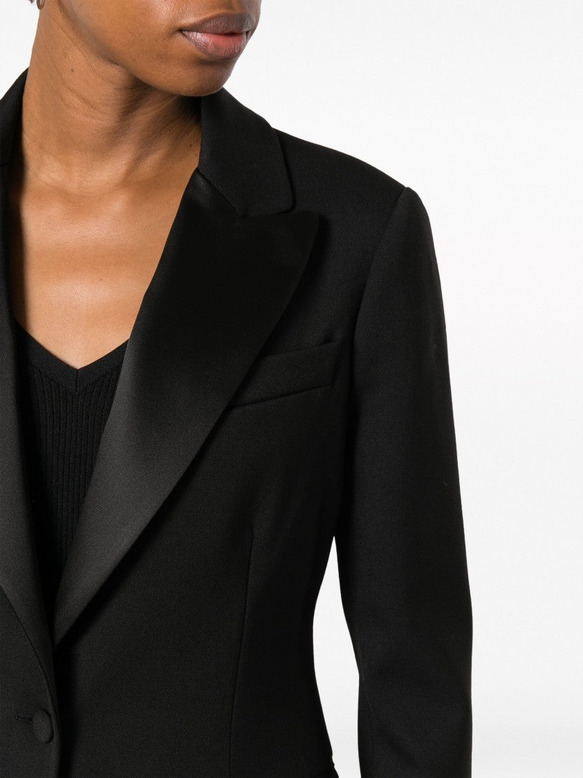 P.A.R.O.S.H. Black Tailored Textured Wool Blend Blazer