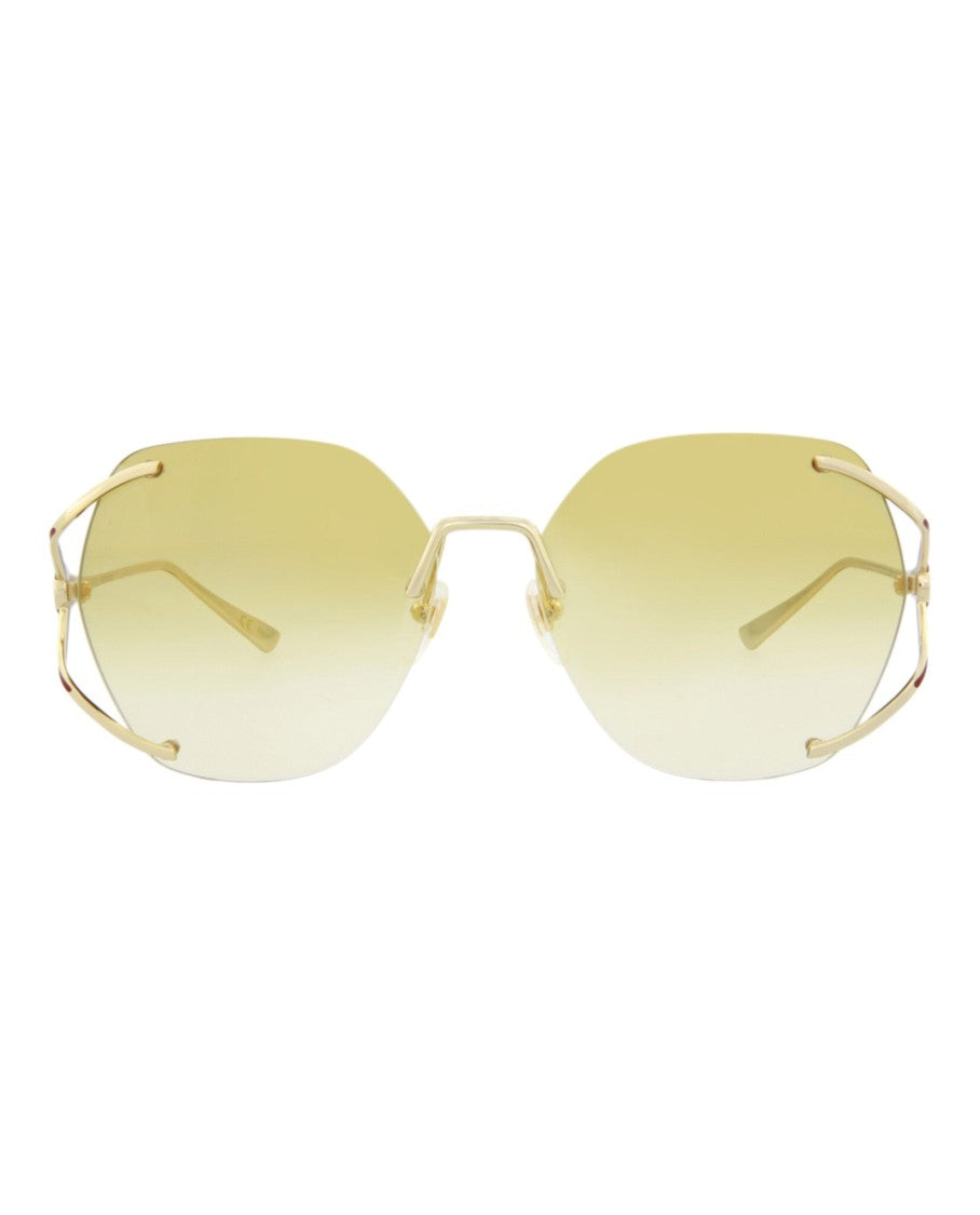 Gucci Square-Frame Metal Sunglasses