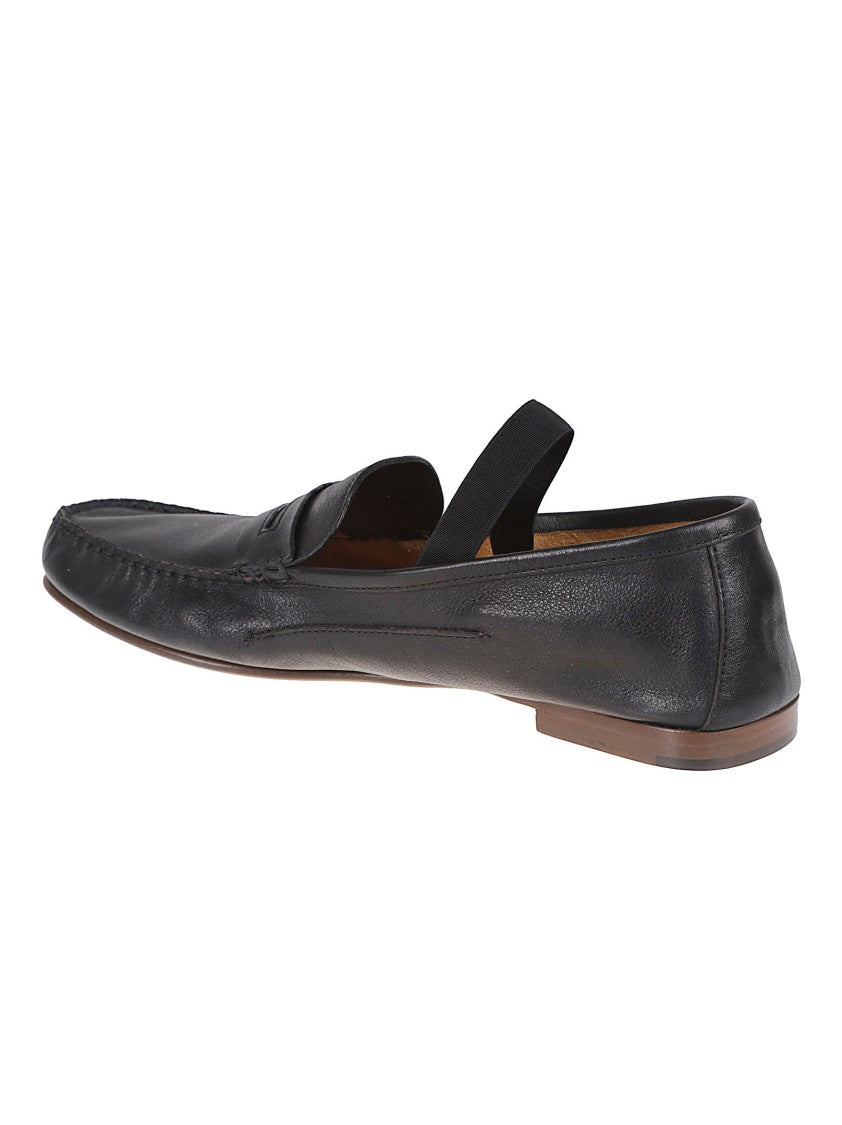 Versace Flat Black Moccasins With Metallic Detail And Contemporary Silhouette