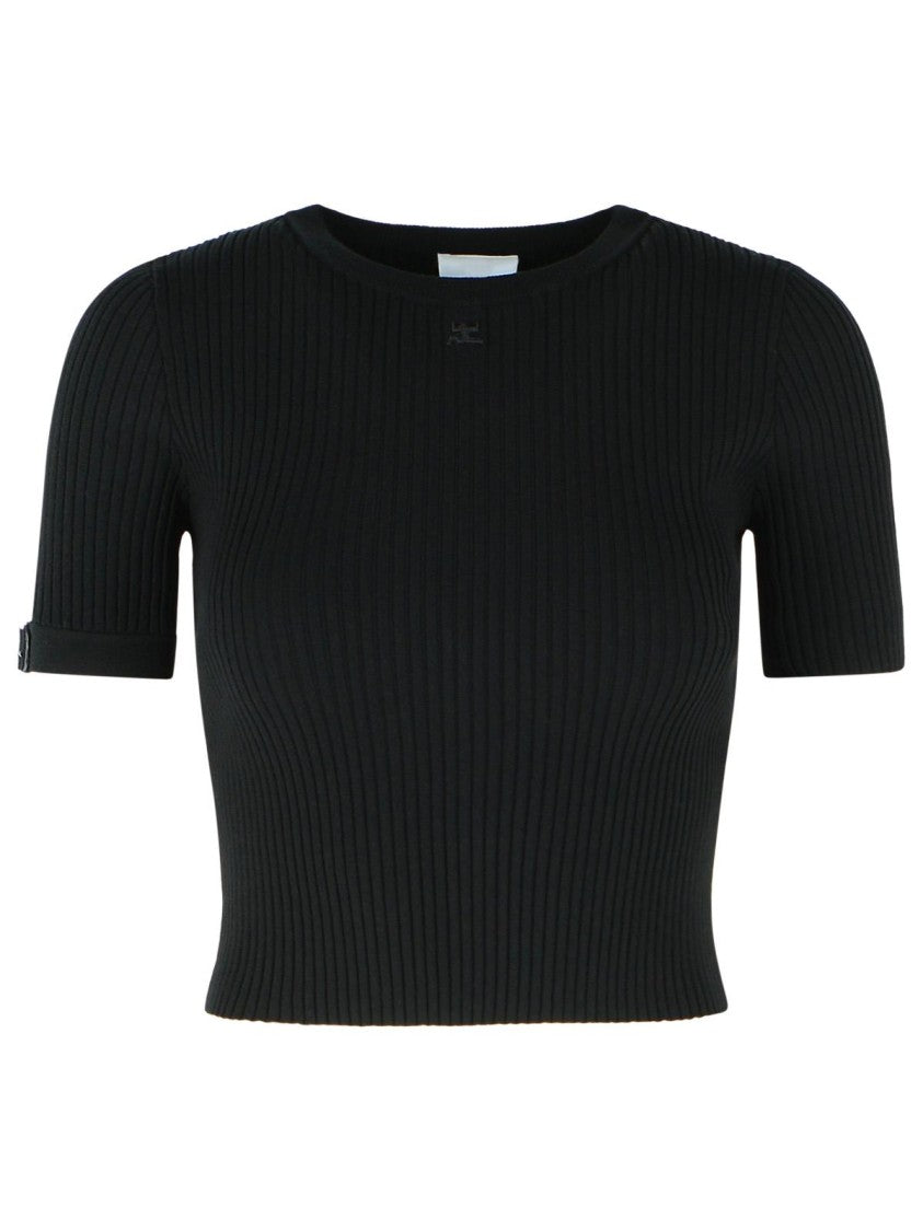 Courrèges Black Viscose Blend T-Shirt
