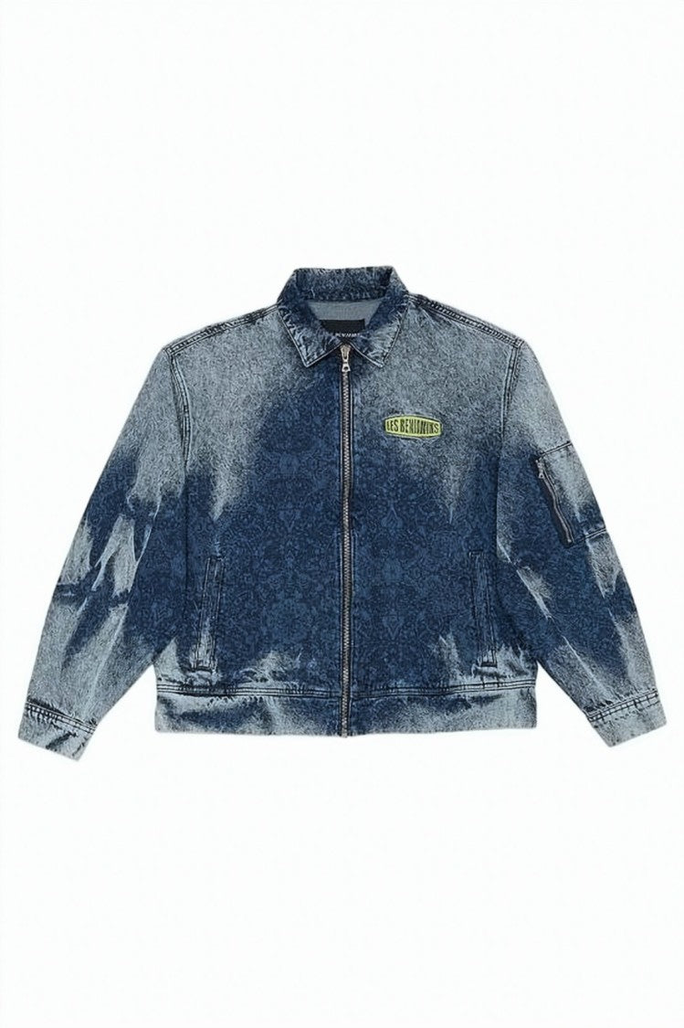 Les Benjamins Cropped Denim Jacket With Distressed Finish