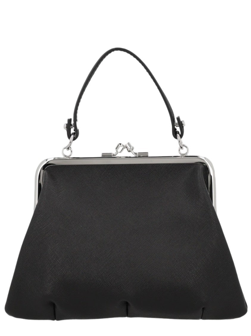 Vivienne Westwood Black Silver Accent Polyurethane-Blend Handbag