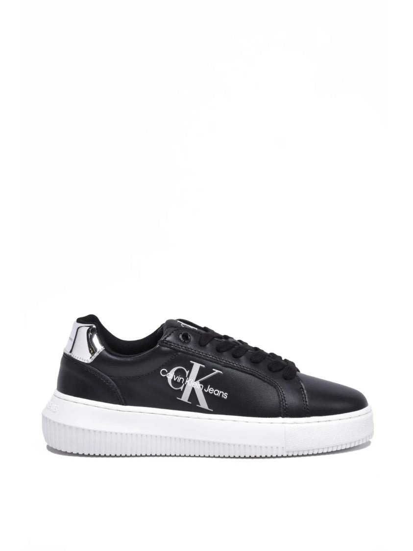 Calvin Klein Jeans Black Minimalist Leather Low-Top Sneakers