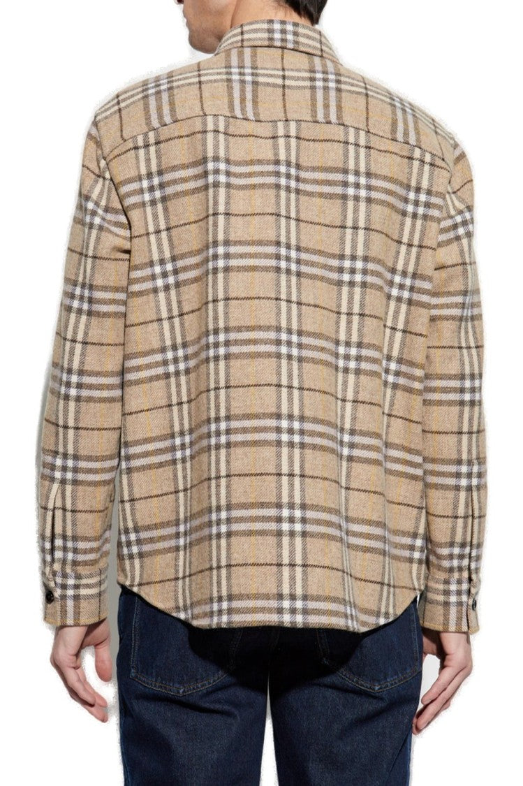 Burberry Plaid Wool Shirt With Button-Down Front