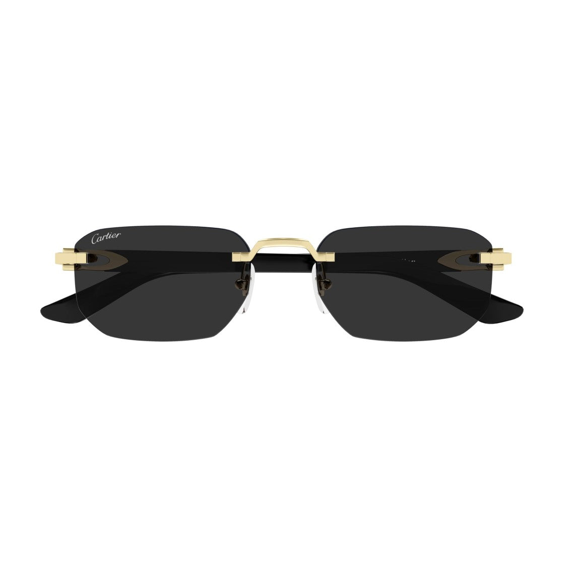 Cartier Rimless Rectangular Sunglasses With Gold Accents