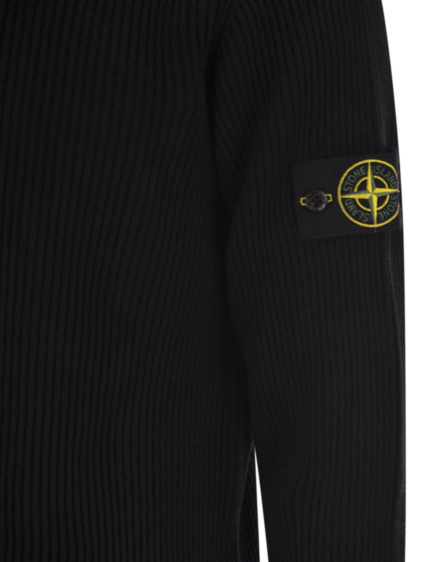 Stone Island Classic Black Virgin Wool Sweater