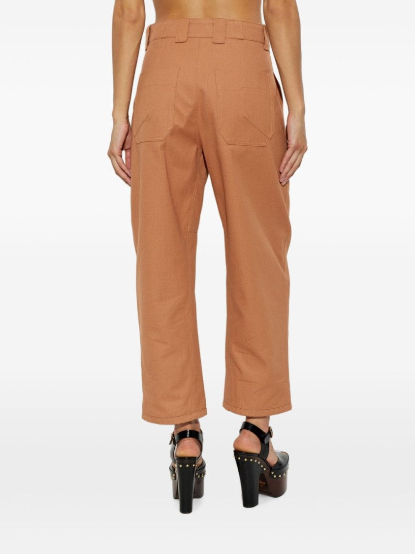 Chloé Black Wide-Leg Cropped Button Trousers