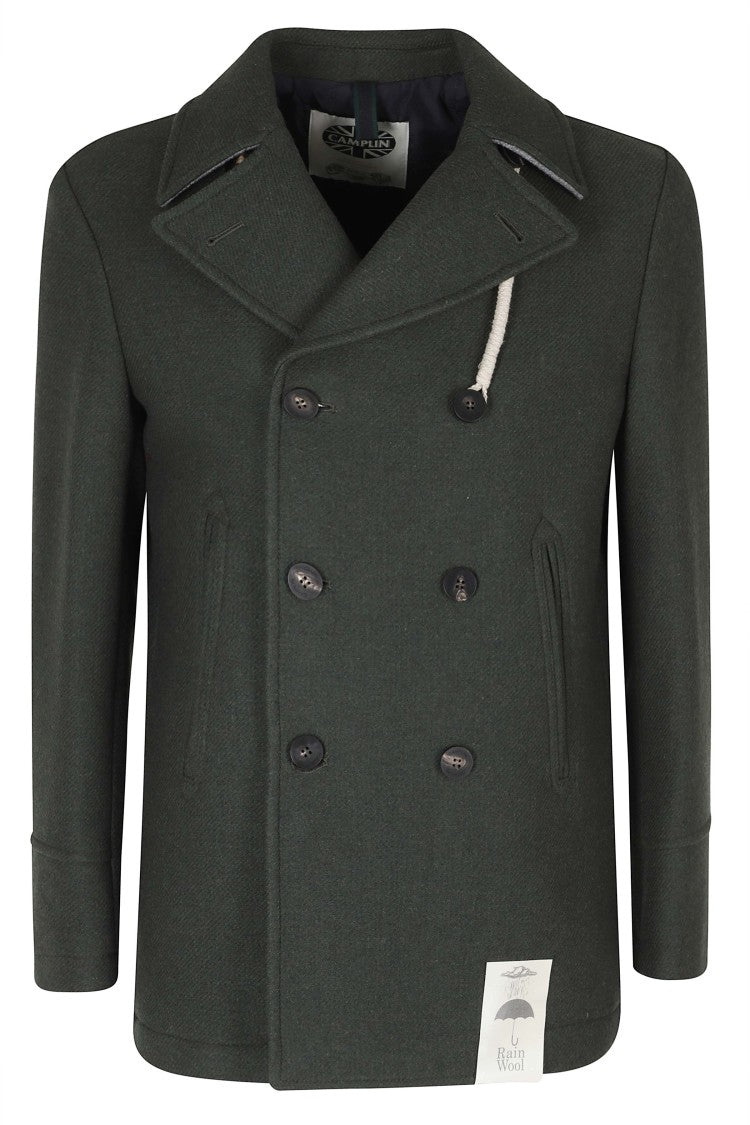 Camplin Green Shetland Double-Breasted Wool-Blend Peacoat