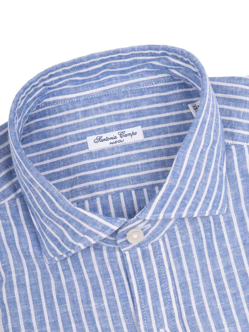 Sartoria Del Campo-Sonrisa Vertical Stripe Structured Casual Shirt
