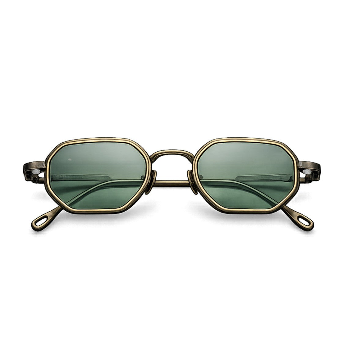 Capote Eyewear Black Gold Jacaré Elongated Octagonal Sunglasses