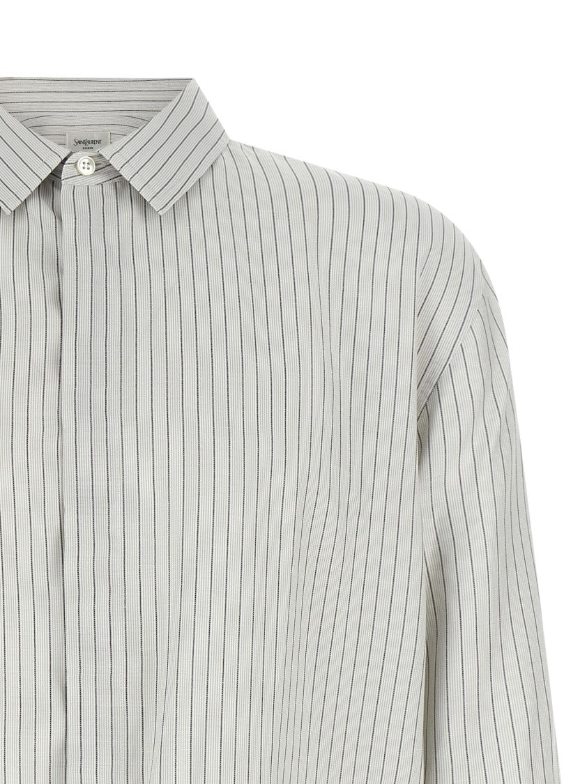 Saint Laurent 'Cassandre' Striped Viscose Shirt