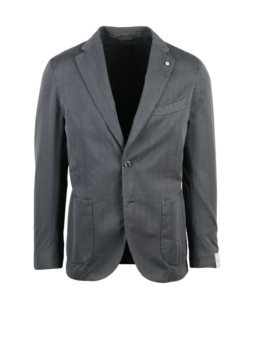 L.B.M. 1911 Grey Cotton Polyamide Elastane Fitted Jacket