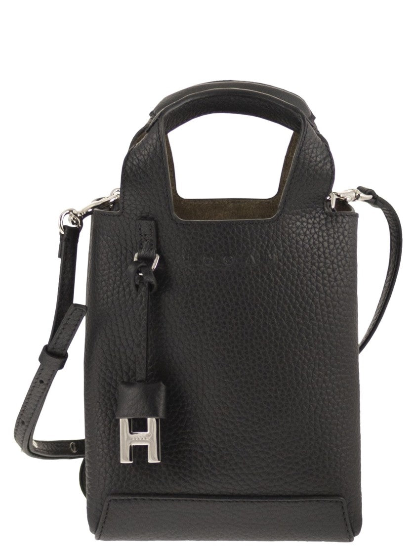 Hogan Mini Handbag In Hammered Leather With Dual Compartment