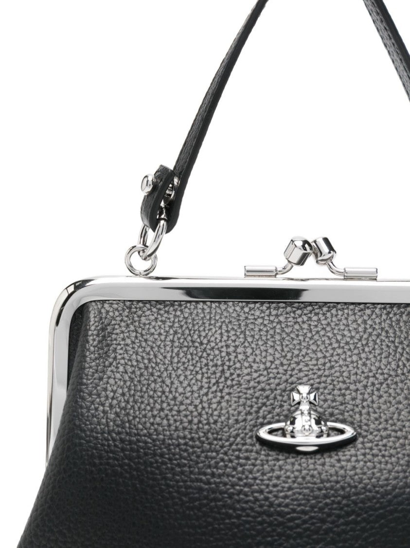 Vivienne Westwood Black Structured Pebbled Leather Chain Wallet