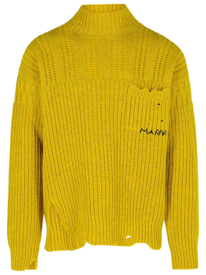 Marni Mustard Virgin Wool Turtleneck Sweater
