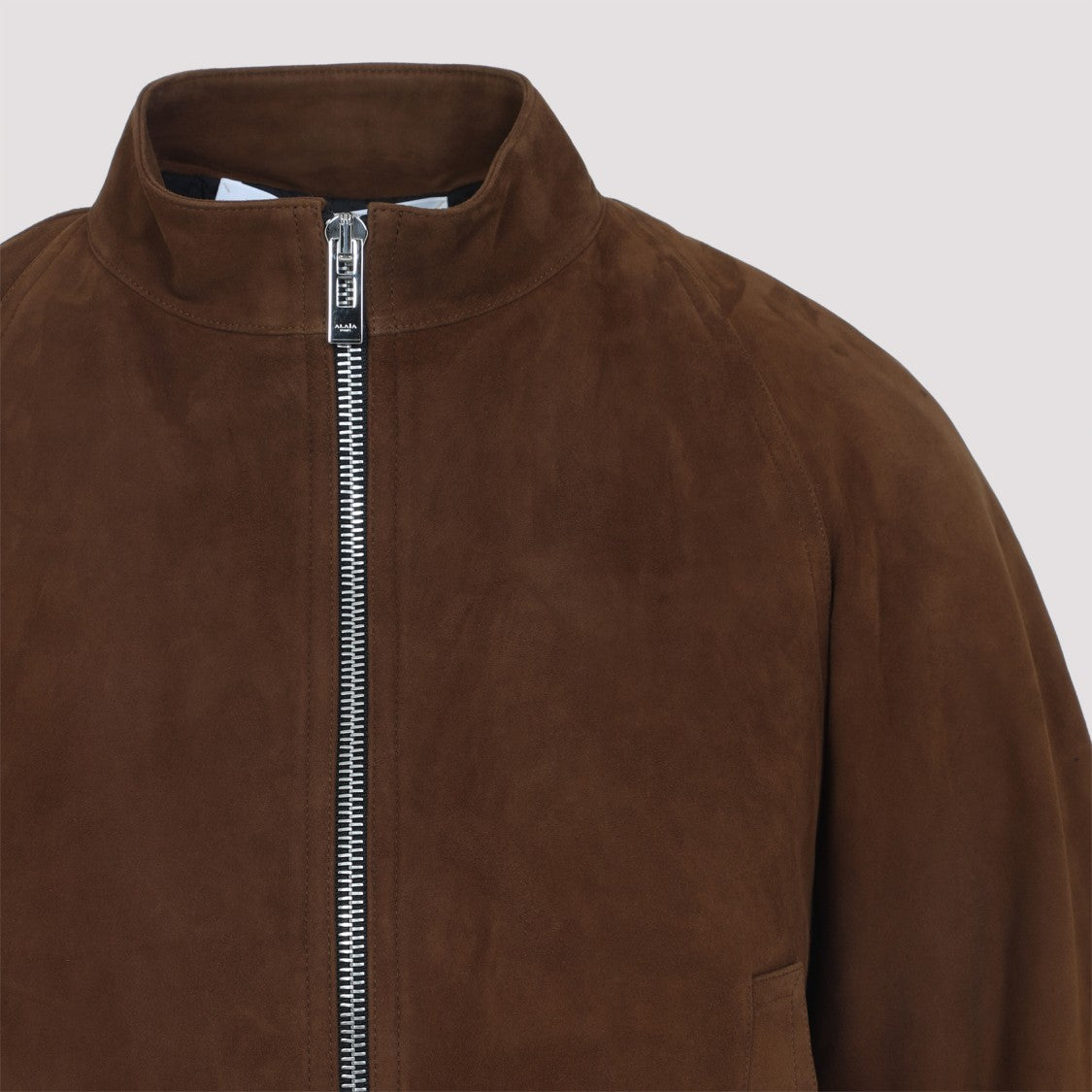 Alaïa High-Collar Brown Suede Finish Jacket