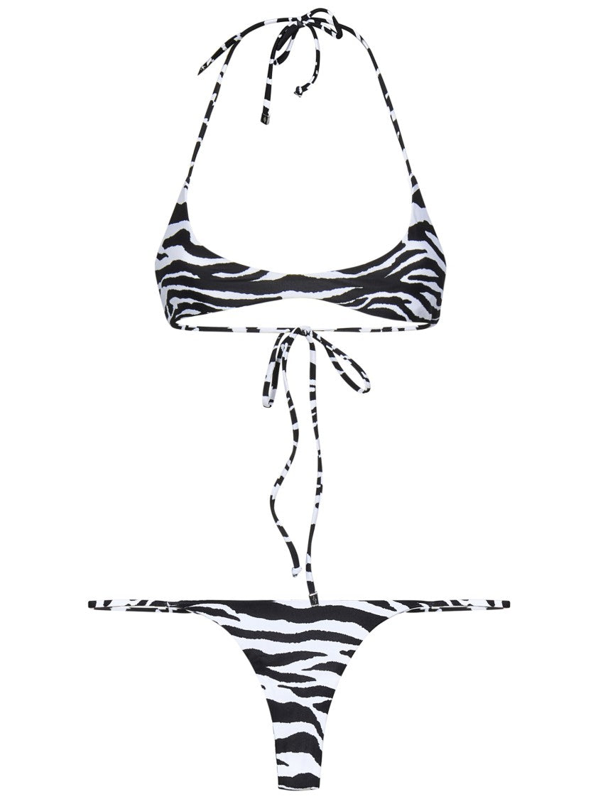 The Attico Bikini Set With Bold Zebra Print