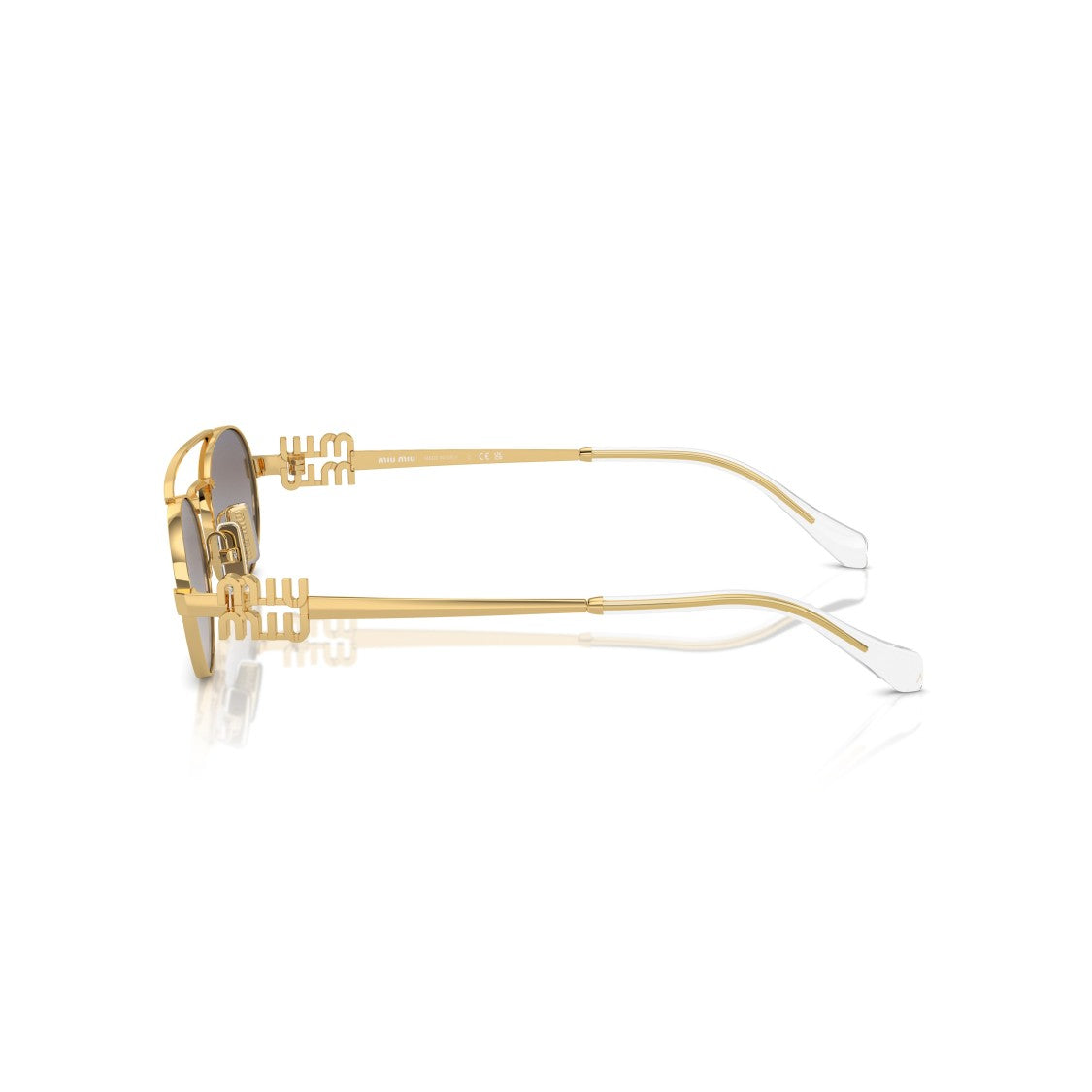 Miu Miu 0Mu 54Zs Oval Gold-Toned Metal Sunglasses