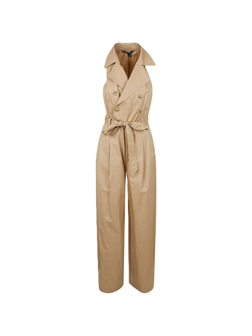 Lauren Ralph Lauren Light Beige Woven Wide Leg Jumpsuit