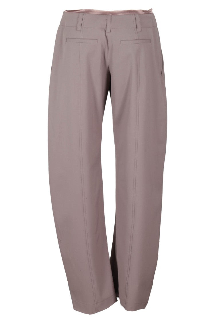 Ssheena Frayed Waist Wide-Leg Pants In Purple Wool Blend