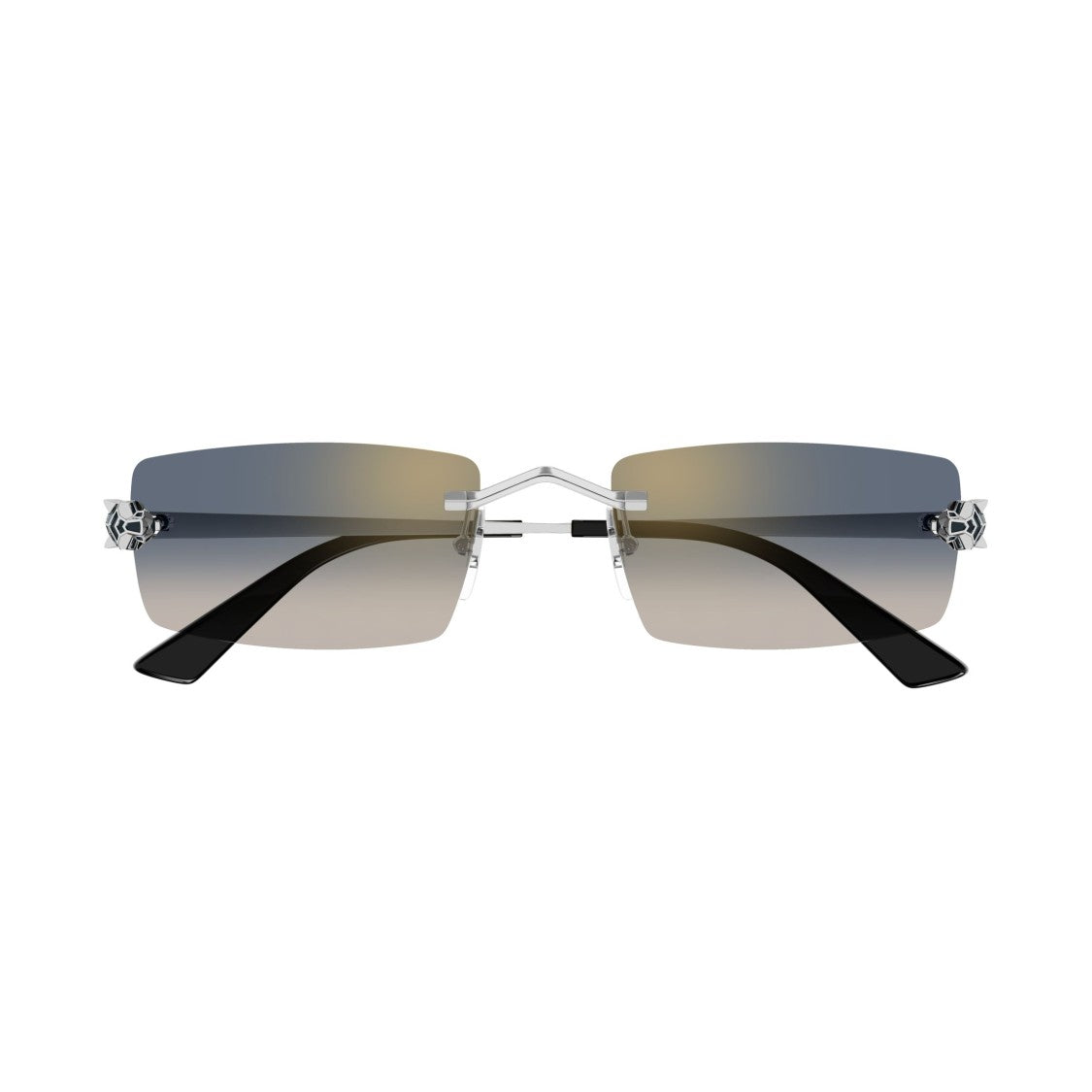 Cartier Rectangular Gradient Lens Sunglasses With Panther Emblem
