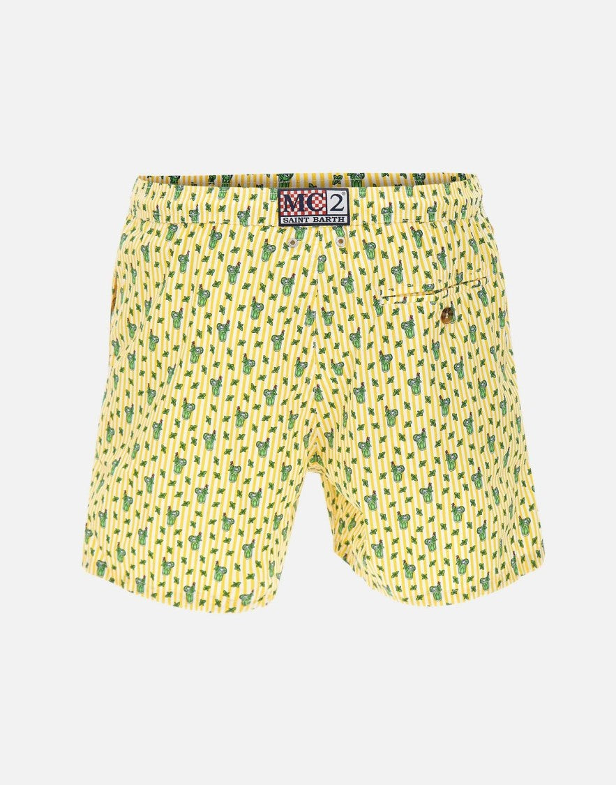 Mc2 Saint Barth Yellow Lighting Micro Stretch Swim Shorts