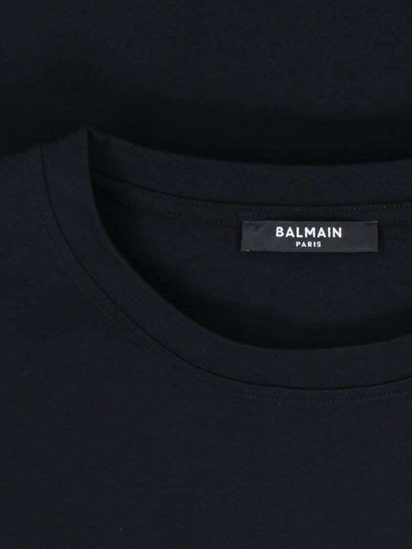 Balmain Logo Crop T-Shirt Black