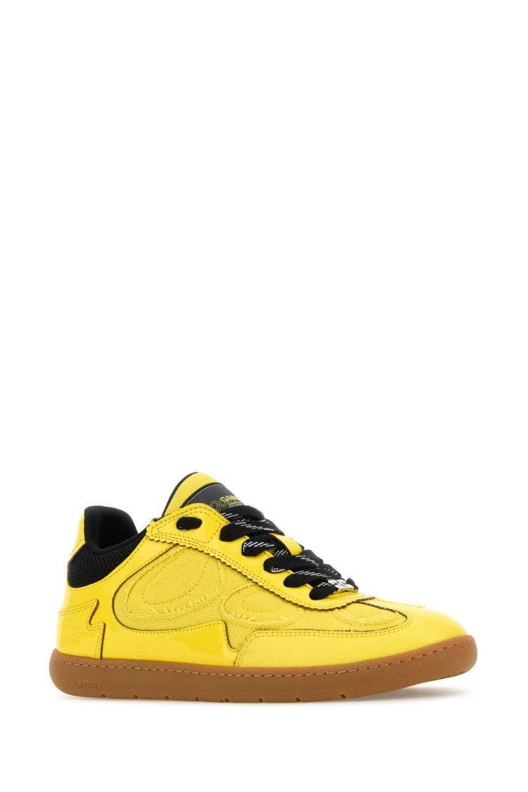 Ganni Yellow Synthetic Leather And Fabric Sneakers