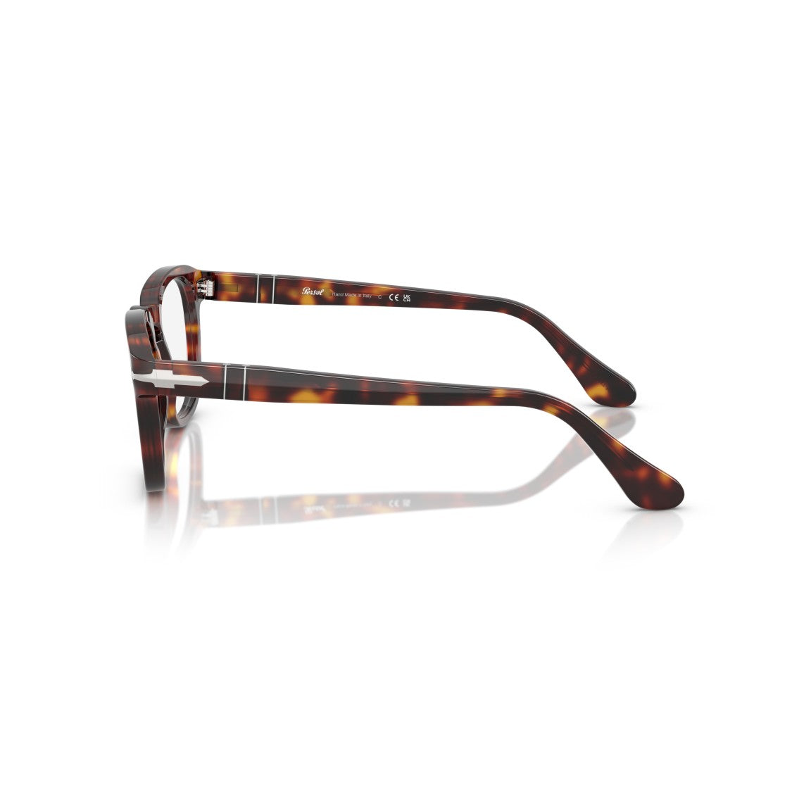 Persol 0Po3376v Tortoiseshell Acetate Square Frame Eyeglasses With Silver Accents