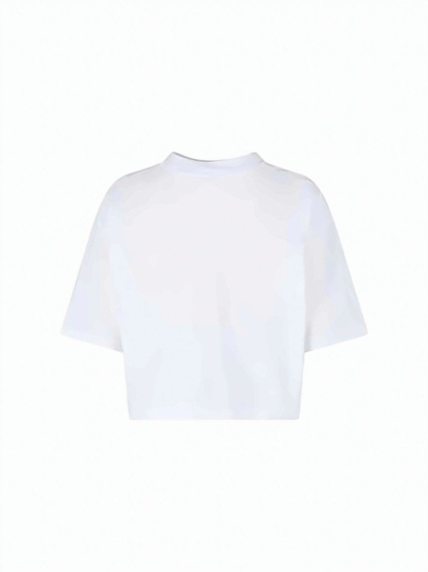 Marni Cropped Short-Sleeve T-Shirt With Textured Lettering