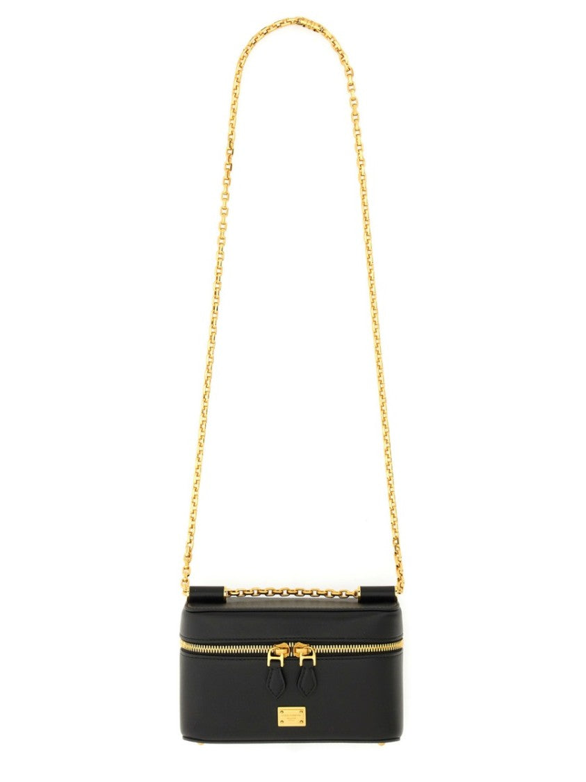 Dolce & Gabbana "Sicily" Black Leather Shoulder Bag