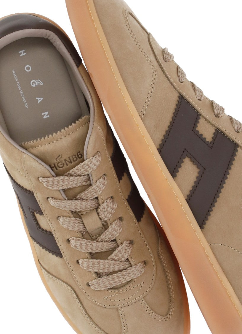 Hogan Brown Suede Leather Sneakers With Iconic H Emblem