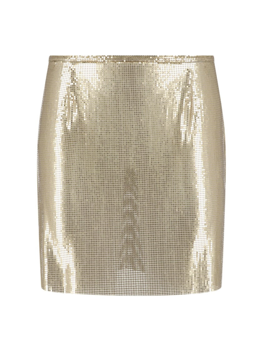 Rabanne Metallic Gold Mesh Mini Skirt