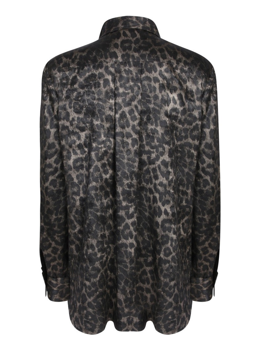 Blanca Vita Buttoned Cuffs Animal Pront Shirts