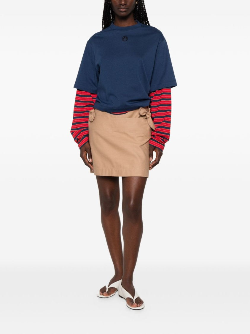 Moschino Beige Cotton Twill Bow Detail Skirt
