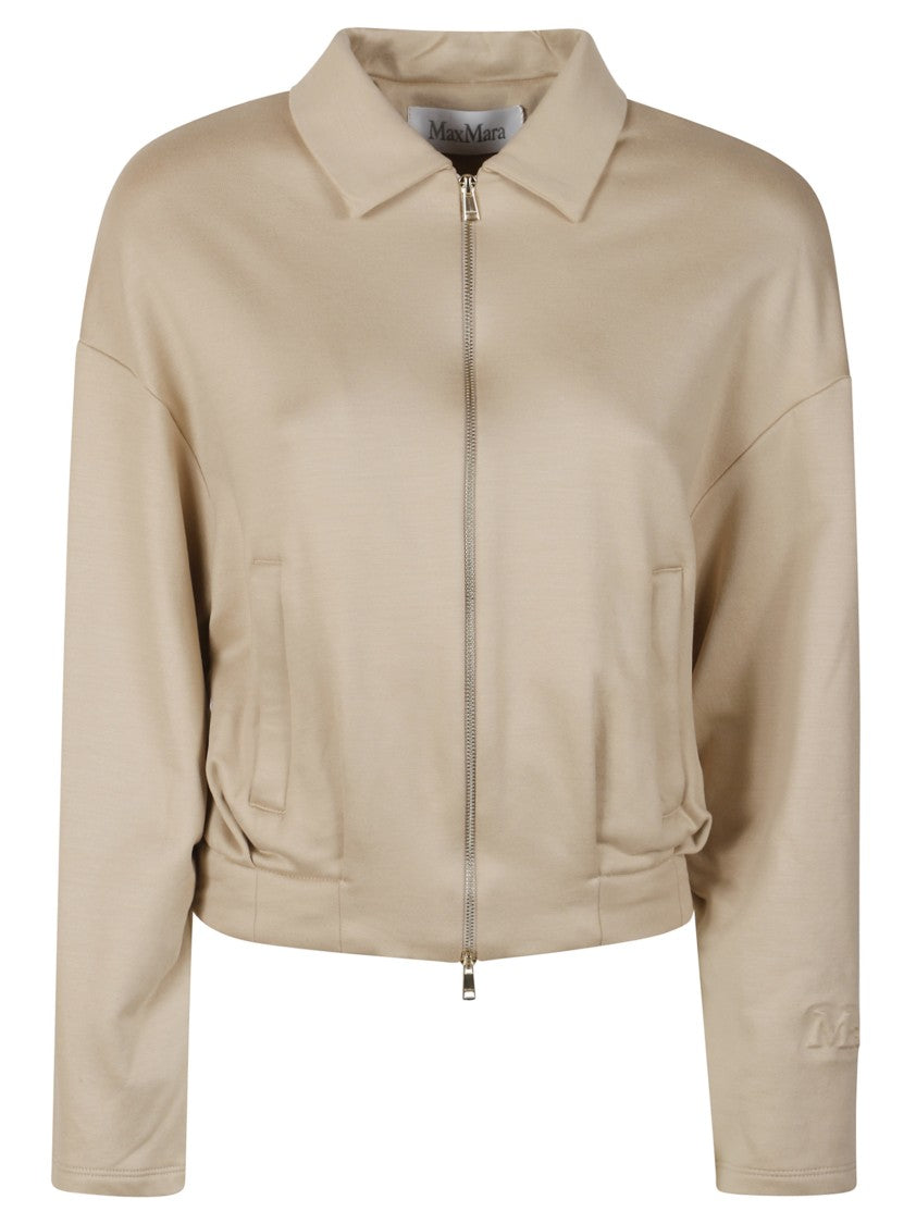 Max Mara Cropped Beige Jacket With Classic Collar